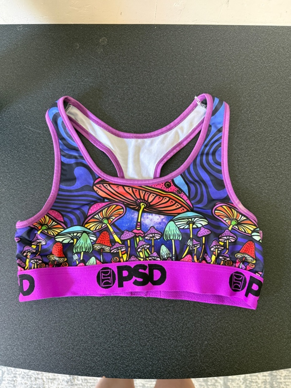 PSD Purple Multicolor Mushroom Print Sports Bra